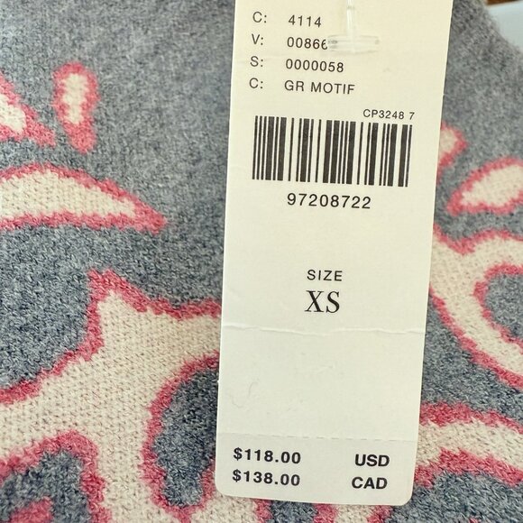 Anthropologie Montana Mock Neck Sweater Maeve Half Zip Up Grey Pink Womens XS - Picture 8 of 11